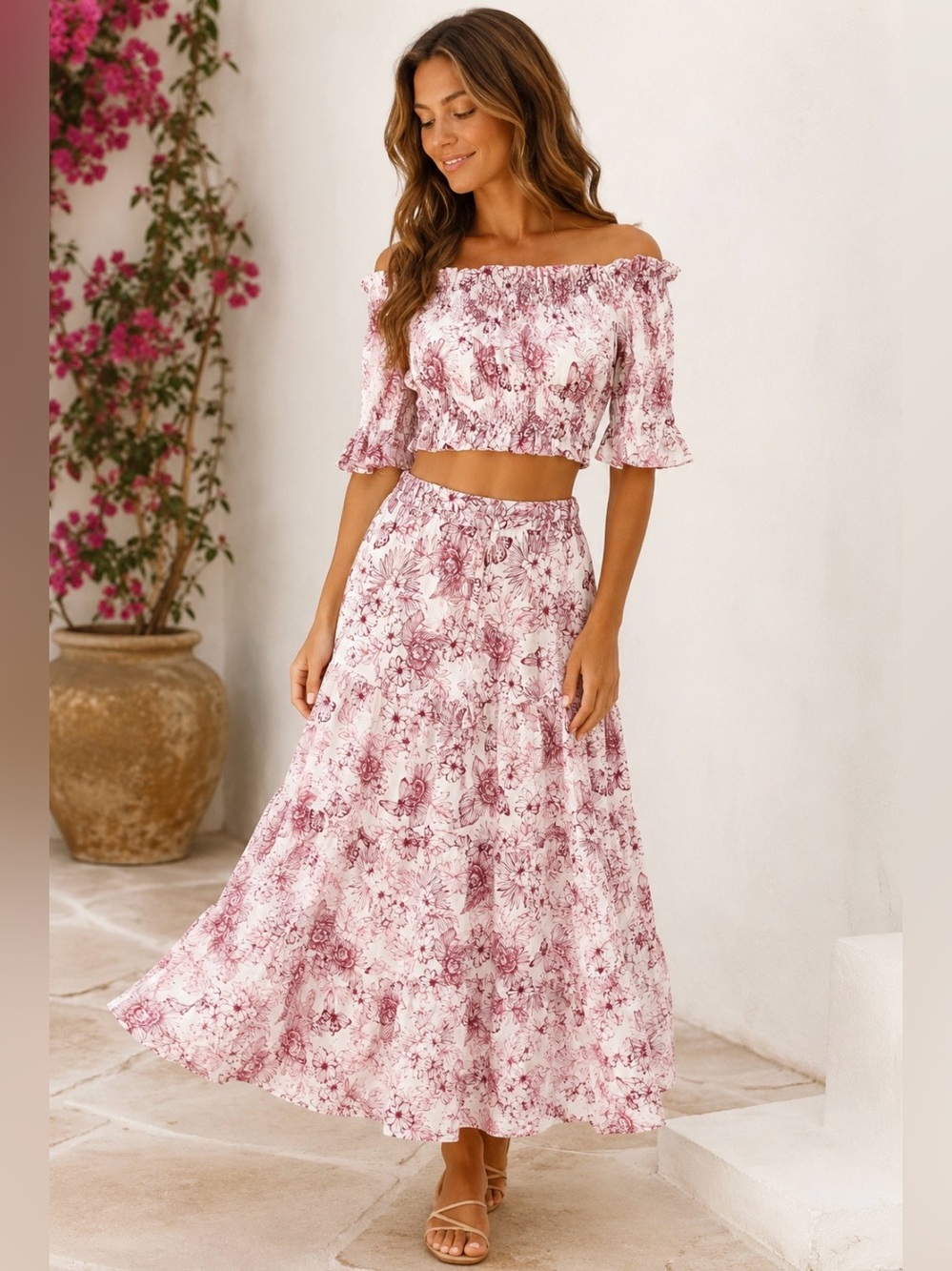 Positano Couture Set Of Top and Skirt One Size  Romantic Feminine Cottage Core